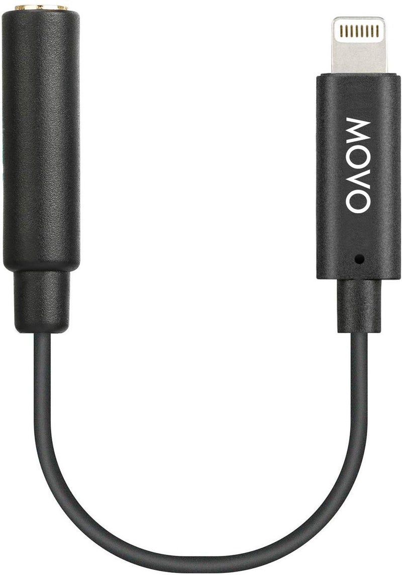 Movo IMA-1 Female 3.5mm TRRS Microphone Adapter Cable to Lightning Connector Dongle Compatible with Apple iPhone, iPad Smartphones and Tablets - Optimized for Microphones/Pro Audio - Image 1